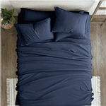 Twin XL Navy Blue 4-Piece Soft Wrinkle Resistant Microfiber/Polyester Sheet Set