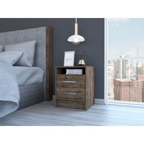 Eter Nightstand; Superior Top; Two Drawers -Dark Brown