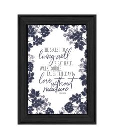 "The Secret to Living Well" by House Fenway, Ready to Hang Framed Print, Black Frame