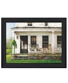 "Back Porch Gathering" by Artisan John Rossini, Ready to Hang Framed Print, Black Frame