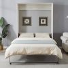 Queen Size Half Self-Close and Open Murphy Bed Cabinet Space-Saving Bed Perfect for Guest Room, for Bed Room, Guest Room, Home Office, Rustic White