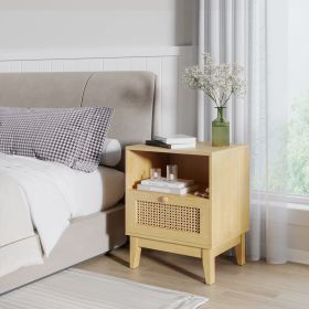 Rattan Nightstand with Can Accents