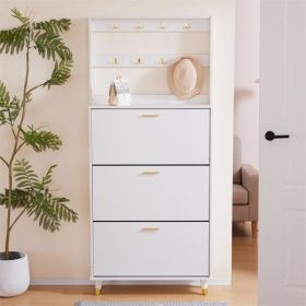 Entryway Bedroom Armoire,Shoe Cabinet,Wardrobe Armoire Closet, Drawers and Shelves, Handles, Hanging Rod, white