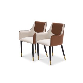 White microfiber leather dining chairs, set of 2