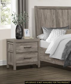 Rustic Style Bedroom Nightstand of 2 Drawers Weathered Gray Finish Premium Melamine Laminate Wooden Furniture 1pc