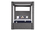 Monica luxurious Four-Poster Queen Bed Made with Wood in Gray