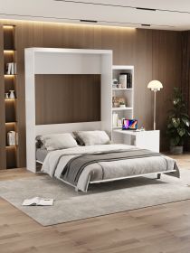 Queen Size Morden Deisgn Big Size Vertical Murphy Bed with table and shelf for Bedroom or Guestroom White Wall Bed Space Saving Hidden Bed with New St
