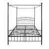 Metal Canopy Bed Frame with Ornate European Style Headboard &amp; Footboard Sturdy Steel Holds 600lbs Perfectly Fits Your Mattress Easy DIY Assembly A