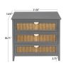 3 Drawer Cabinet,Natural rattan,American Furniture,Suitable for bedroom, living room, study