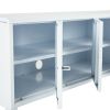 Storage cabinet, industrial metal side panel storage cabinet, three door storage cabinet, white floor storage cabinet, living room multifunctional sto