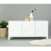 Storage cabinet, industrial metal side panel storage cabinet, three door storage cabinet, white floor storage cabinet, living room multifunctional sto