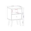 Manhattan Comfort Liberty Mid-Century Modern Nightstand 1.0 with 1 Cubby Space and 1 Drawer in White and Rustic Brown with Solid Wood Legs