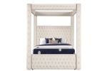 Monica luxurious Four-Poster Queen Bed Made with Wood in Cream