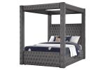 Monica luxurious Four-Poster Queen Bed Made with Wood in Gray