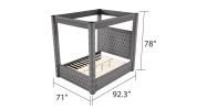 Monica luxurious Four-Poster Queen Bed Made with Wood in Gray