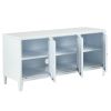 Storage cabinet, industrial metal side panel storage cabinet, three door storage cabinet, white floor storage cabinet, living room multifunctional sto
