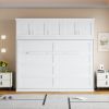 Queen Size Murphy Bed Wall Bed with Top Cabinets,White