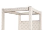 Monica luxurious Four-Poster Queen Bed Made with Wood in Cream