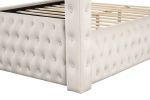 Monica luxurious Four-Poster Queen Bed Made with Wood in Cream