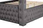 Monica luxurious Four-Poster Queen Bed Made with Wood in Gray