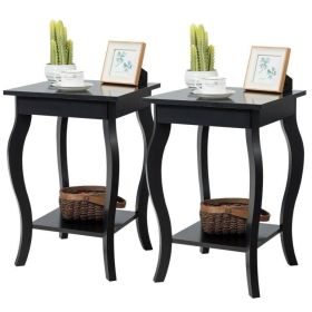 Stylish Nightstand End Table- Set of 2 (finish: black)