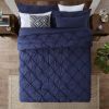 King Size All Season Pleated Hypoallergenic Microfiber Reversible 3 Piece Comforter Set