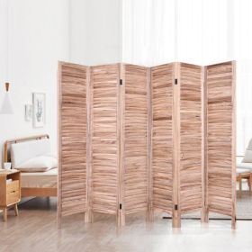 6-Panel Classic Louver Slatted Room Divider Screen (finish: Brown Wood)