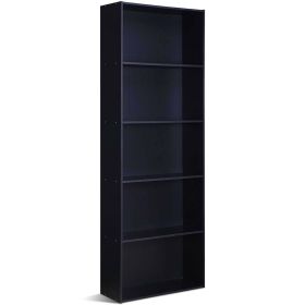 Modern 5-Shelf Bookcase Storage Shelves (finish: Black Wood)