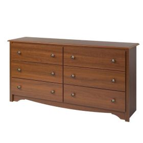 Bedroom Dresser with 6 Drawers and Metal Knobs (finish: medium brown cherry)