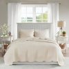 Full/Queen Size 3-Piece Reversible Scalloped Edges Microfiber Quilt Set