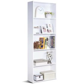 Modern 5-Tier Bookcase Storage Shelf (finish: White Wood)