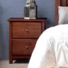 Farmhouse Solid Pine Wood 2 Drawer Nightstand