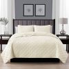 Full Queen 3-Piece Polyester Microfiber Reversible Diamond Quilt Set