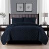 Full Queen 3-Piece Polyester Microfiber Reversible Diamond Quilt Set