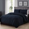 Full Queen 3-Piece Polyester Microfiber Reversible Diamond Quilt Set