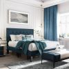 Full Size Adjustable Height Platform Bed Frame with Upholstered Headboard