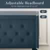 Full Size Adjustable Height Platform Bed Frame with Upholstered Headboard