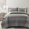 King Size Scandinavian Chevron Stripe Reversible Cotton Quilt Set