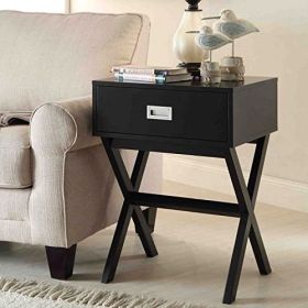 Modern 1-Drawer Bedside Table Nightstand End Table (finish: Black Wood)