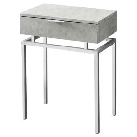 24in Modern End Table 1 Drawer Nightstand (legs: Chrome Metal, Color: Grey)