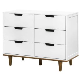 Modern Mid-Century Style 6-Drawer Double Dresser Wood Finish (finish: White Walnut)