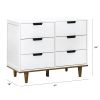 Modern Mid-Century Style 6-Drawer Double Dresser Wood Finish