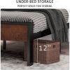 Queen Metal Platform Bed Frame with Wood Panel Headboard Footboard