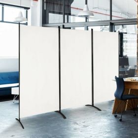 6-Ft 3-Panel Room Divider Screen with Steel Base and Heavy Duty Hinges (Color: White)