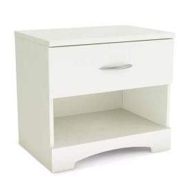 Modern 1 Drawer Nightstand End Side Table Storage (Color: White)