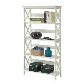 Glossy 5-Shelf Bookcase (Color: White)