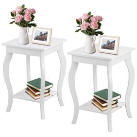 Stylish Nightstand End Table - Set of 2 (finish: White)