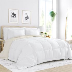 King/Cal King 3-Piece Microfiber Reversible Comforter Set (Color: White and Cream)