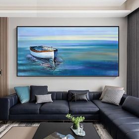 Handmade Oil Painting On Canvas Wall Art Decoration Modern Abstract Boat Landscape Picture  Living Room hallway bedroom luxurious decorative painting (size: 90X120cm)