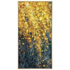 Modern Canvas Painting Poster and Print for Living Room Home Decorative Large Art Wall Painting Golden Leaf Restaurant Picture (size: 150X220cm)